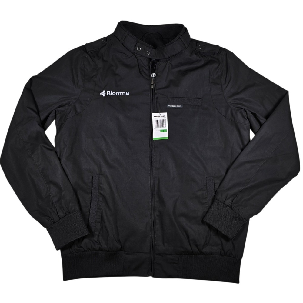 Members Only Retro Soft Shell Insulated Black Bomber Jacket Men's Sz L NWT LOGO